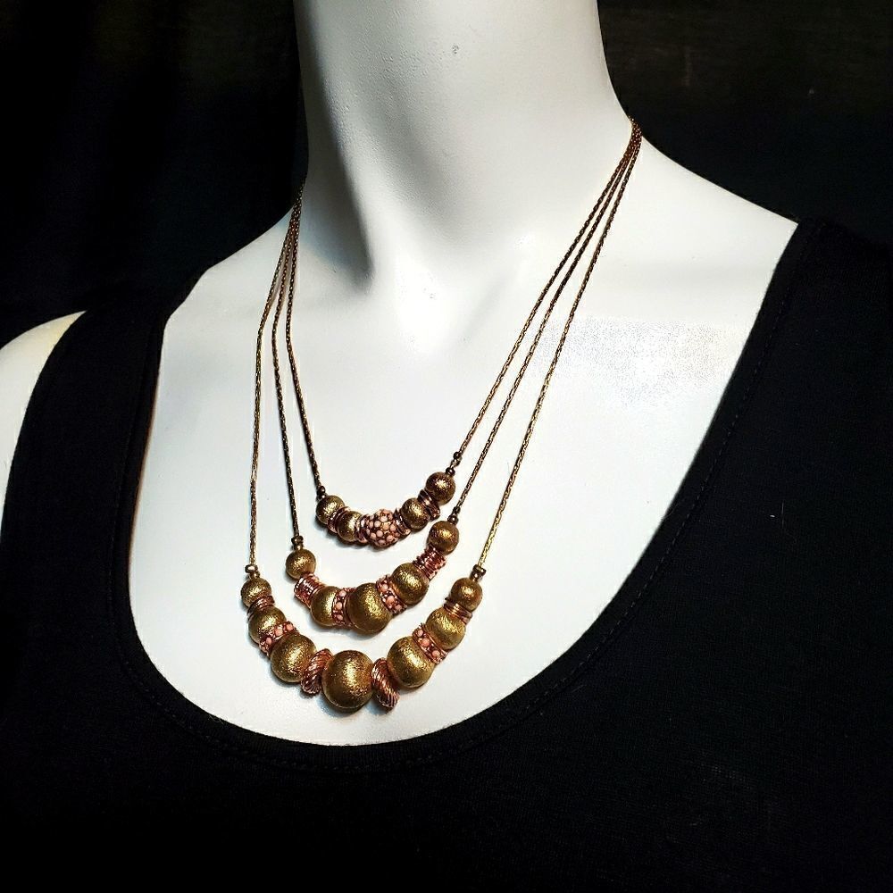 New York & Company Gold, Rose Gold, & Pink Necklac